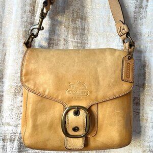 Coach Vintage Tan Leather Bleecker Tattersall Shoulder Bag